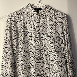 J Crew silk Peter Pan collar blouse keys pattern size 8